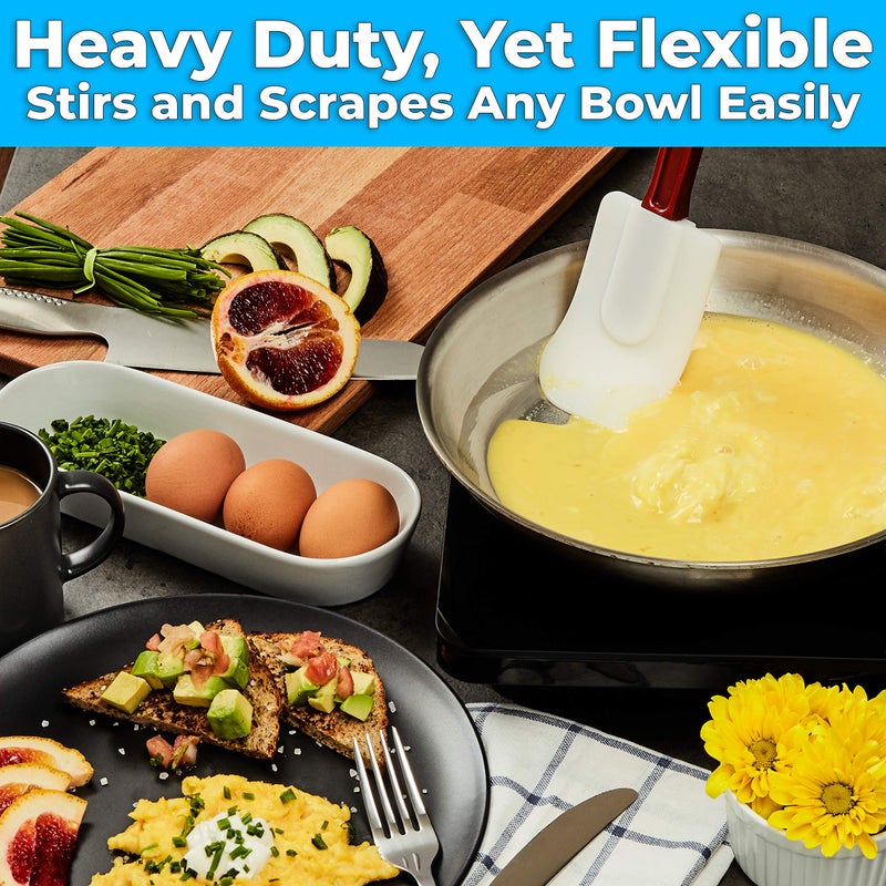 Avant Grub Pro Grade, Heavy Duty 14 In Silicone Spoonula. Long, Heat Resistant Scraper Perfect for Nonstick Cookware. Best Red and White Spoon Spatulas for Making Cake. Great Non Scratch Spatula Accessory - Image 3